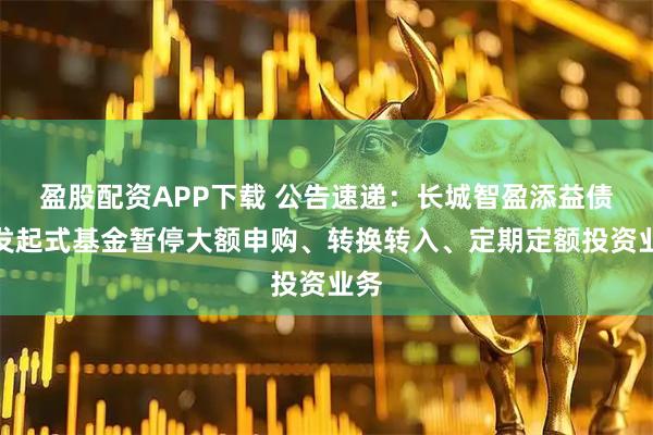 盈股配资APP下载 公告速递：长城智盈添益债券发起式基金暂停大额申购、转换转入、定期定额投资业务