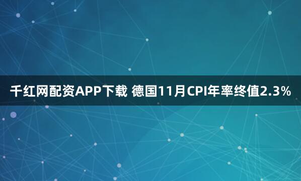 千红网配资APP下载 德国11月CPI年率终值2.3%