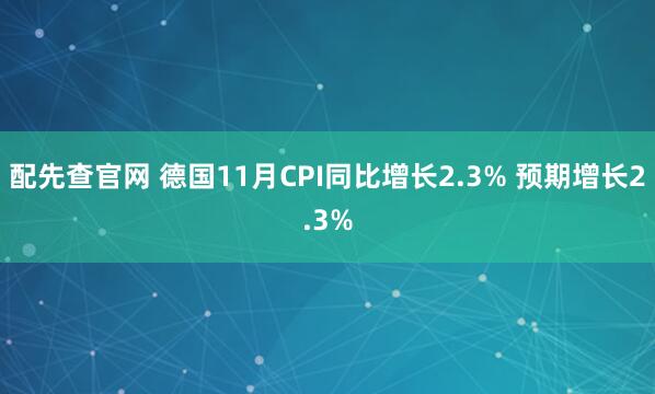 配先查官网 德国11月CPI同比增长2.3% 预期增长2.3%